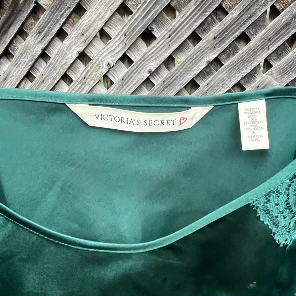 Victoria Secret Y2K Green Satin Lace Cami Coquette Whimsigoth Fairy Medium‎ - Picture 7 of 7